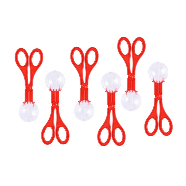 Pixnor Insects Catch Scissors 6pcs 17.5cm Handy Scoopers Bug Catcher Set Bug Tongs Insects Catch Clamp Scissors Outdoor Toys For Kids (Red) Other