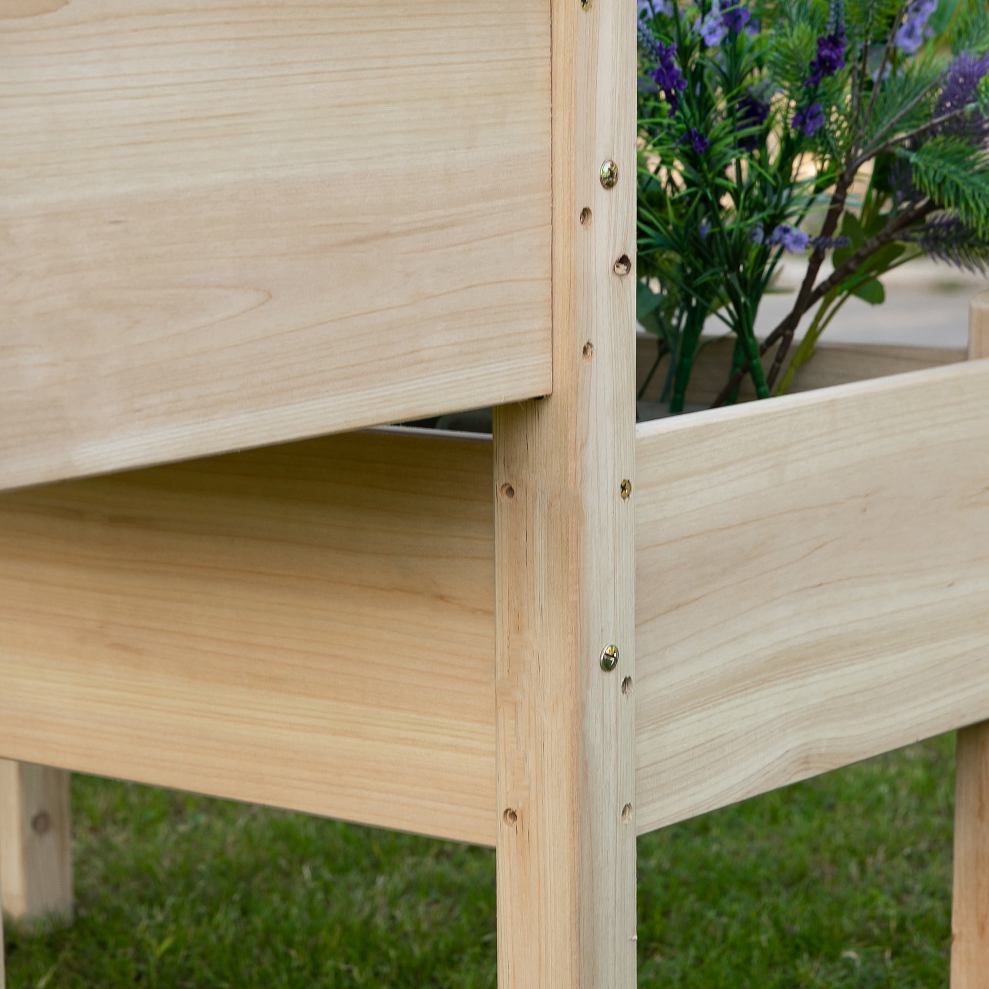 AsterOutdoor Raised Garden Bed 2-Tier Elevated Planter Box Fir Wood, 34" x 34" x 28"