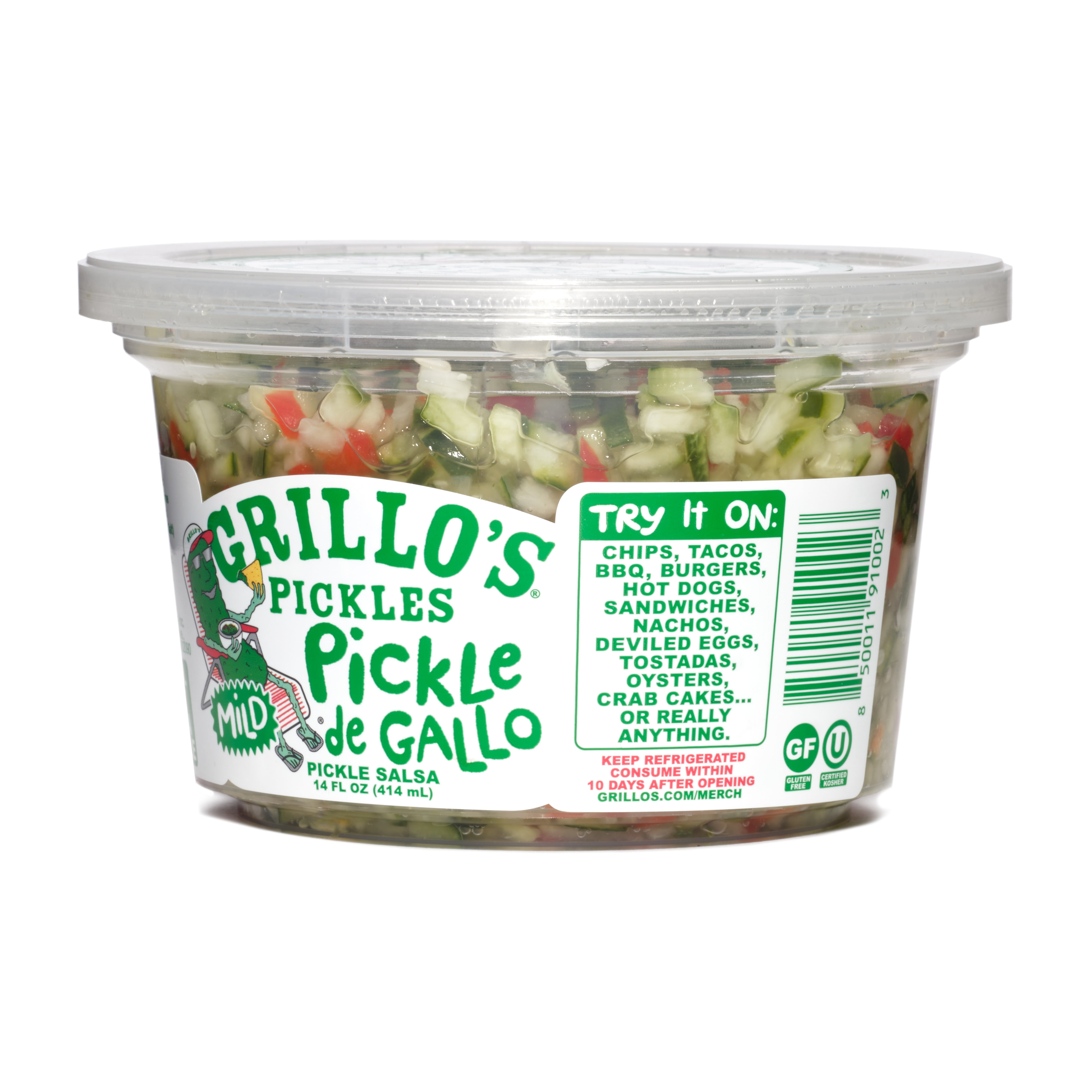 Grillo's Pickles Kosher Gluten Free Mild Pickle de Gallo Pickle Salsa, 14 oz Tub