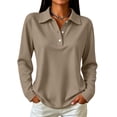 thumbnail image 2 of Polo Shirts for Women Long Sleeve Collared Golf Shirts Fall Fashion 3 Button Lapel Breathable Work Blouses XL, 2 of 7