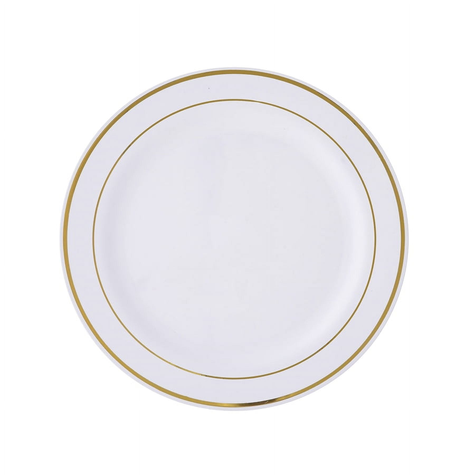 Rubtlamp 200Pcs Gold Plastic Dessert Plates,Gold Small Plates  Disposable,White