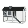 thumbnail image 2 of Pawhut Rabbit Hutch with Roof Slide-out Tray Ramp 47" L x 23.5" W x 31" H, Grey & White, 2 of 9