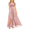 thumbnail image 2 of WULMLEO Formal Dresses for Women 2025 Wedding Guest with Slit Cocktail Elegant Lace Long Prom Dress Pink S, 2 of 7