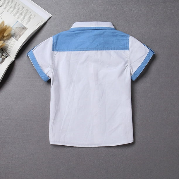Gibobby Camisa Moda Ninos Nueva camiseta para ninos estilo escolar manga corta cuello levantado Blanco 18 24 Meses Walmart en linea