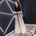 thumbnail image 1 of Vestido de noche elegante, largo, adelgazante, con escote en V, para banquetes y fiestas, de primavera y verano, 1 of 5