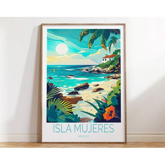 Isla Mujeres Travel Print, Mexico Poster, Isla Mujeres Mexico Travel Wall Art, Mexico Travel Gift, Mexico Beach Poster Wall Art, Modern Wall Decor For Living Room Bedroom, 8x12 UNFRAMED