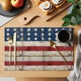 thumbnail image 2 of Independence Day Placemats Set of 1, U. S. Flag Themed Shabby Chic Retro Wood Grain Non-Slip Place Mats Washable Table Mats for Kitchen Dining Table Decorations Indoor/Outdoor, 2 of 9