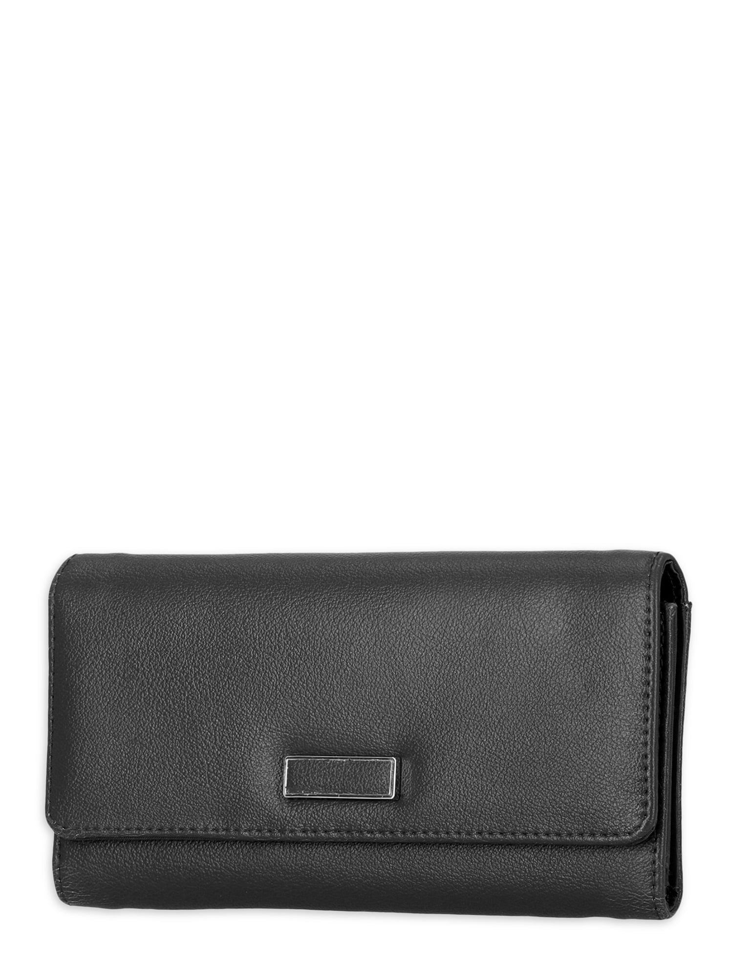 Time and Tru Women's Piper File Master Wallet Vinyl Solid Black