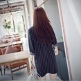 thumbnail image 6 of Women's Striped Button up Collar Summer Long Sleeve Shirt Dress, 6 of 6