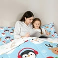 thumbnail image 4 of Manfei Cute Penguin Xmas Deer Bedding Comforter Set 7-Piece for Children, Santa Claus Snowman Queen Bedding Sets, Blue Merry Christmas Queen Sheet Sets, Super Cozy Room Decor, 4 of 8