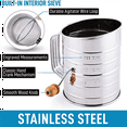 thumbnail image 7 of 2X 3 Cup Stainless Steel Flour Sifter Fine Mesh Rotary Hand Crank with Agitator Wire Loop for Baking Cakes, 7 of 7