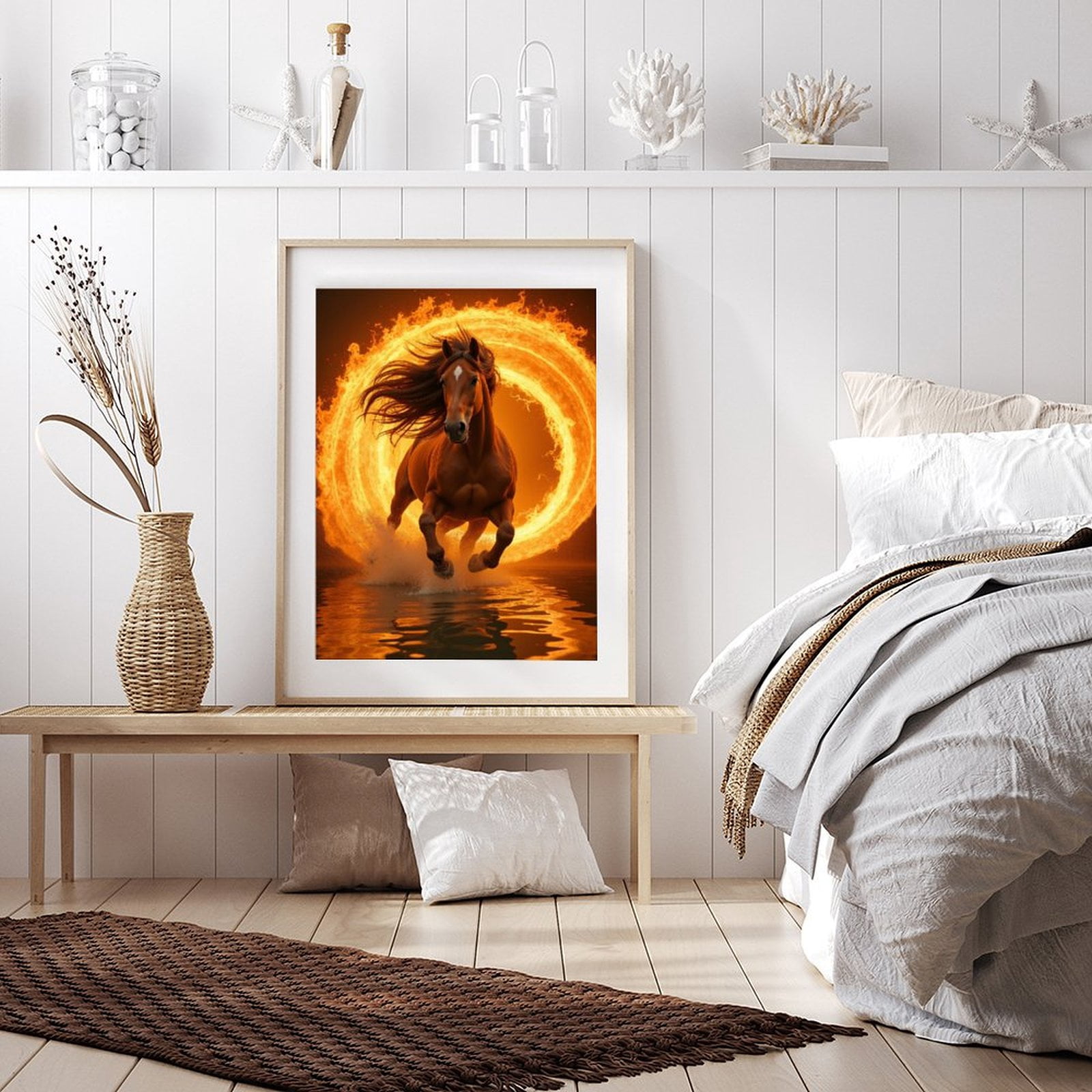 Diamond Art Kit for Adults, Fiery Horse Water Reflection Motion Diamond Painting for Adults Beginners, 5D DIY Diamond Art Painting Kits, Colorful Diamond Painting Craft for Home Decor 12x16