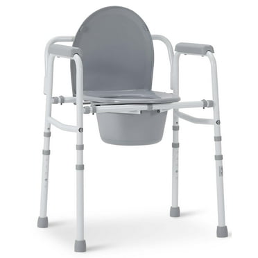 Naipo 3-in-1 Steel Bedside Commode, Raised Toilet Seat with Handles, Portable Toilet with 7.5 QT Bucket, 300 lb. Weight Capacity