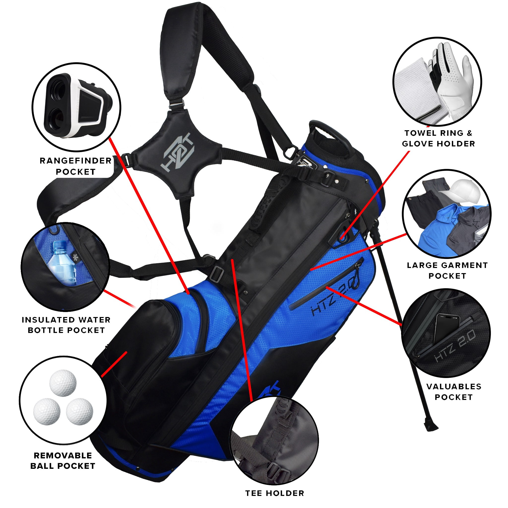 Hot-Z Golf 2.0 Stand Bag Blue/Black