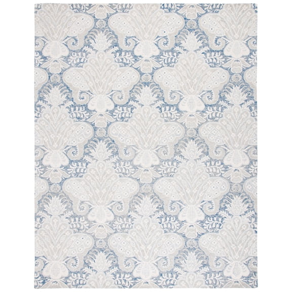 SAFAVIEH Micro-Loop Deziree Floral Area Rug, Blue/Ivory, 8' x 10'