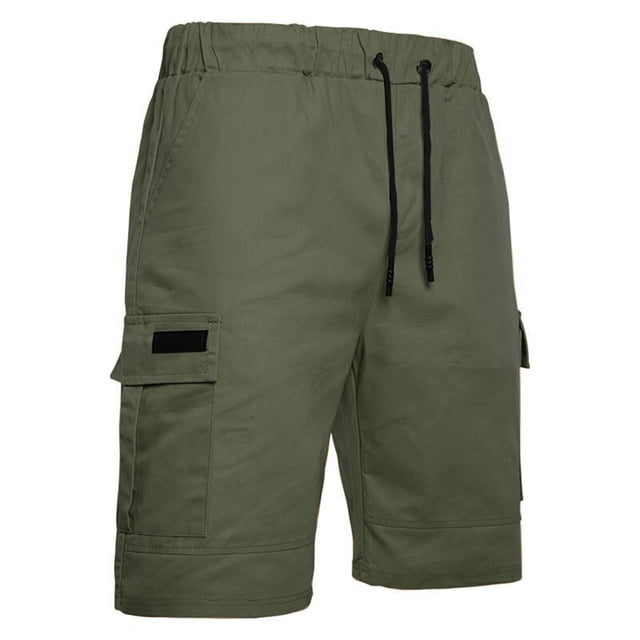 pstuiky Hombres bajos, Pantalones cortos cargo para hombre, para correr, con múltiples bolsillos y cintura elástica para senderismo. Pantalones cortos de golf