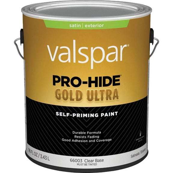 Valspar Pro-Hide Gold Ultra Latex Satin Exterior House Paint, Clear Base, 1 Gal.