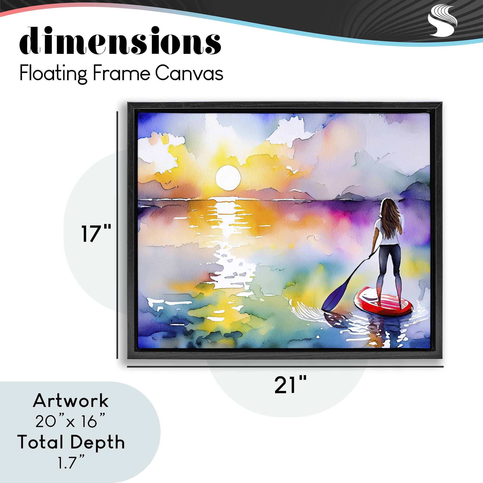 Stupell Industries Sunset Paddle Drift Black Framed Floater Canvas Wall Art, design by Shelly Craig