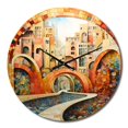thumbnail image 2 of Designart "Orange Bridge Dynamic Archways Painting I" Pointillism Oversized Wall Clock, 2 of 5