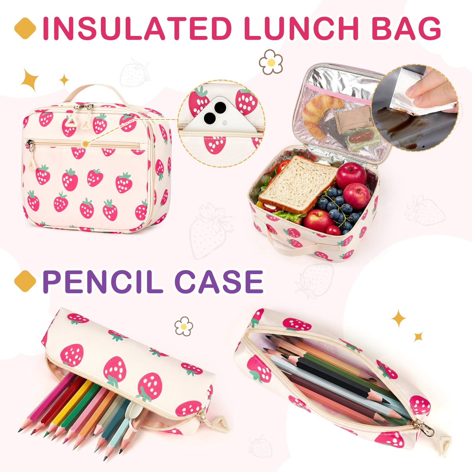 Inadays School Backpacks for Teens 3PCS Set Middle School Bookbag Students Lightweight Durable Casual Outdoor Daypack College