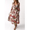 thumbnail image 2 of ABPHQTO Vestido floral con volantes y hombros descubiertos color albaricoque para mujer, 2 of 5
