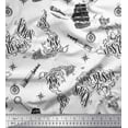 thumbnail image 1 of Soimoi White Modal Satin Fabric Pirate Ship & Telescope Map Printed Fabric 1 Yard 42 Inch Wide, 1 of 3