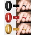 thumbnail image 4 of King Will Silicone Wedding Rings For Men Women, 6.6mm Wide 1.8mm Ultra Thin Maple Leaf Design Rubber Wedding Bands, Black, Breathable Comfort Fit, 3 Pack - Dark Red + Gold + Black, Size 9, 4 of 6