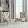 thumbnail image 2 of Designart "Exotic Floral Pattern In Grey And White" White Floral Upholstered Accent Chair - Cottage Arm Chair For Living Room, 2 of 7