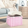 thumbnail image 5 of Large Lidded Bin Foldable Storage Baskets Boxes Cubes Lids with 2 Handles for Home Bedroom Office Pink Bows 16.5"x12.6"x11.8", 5 of 7