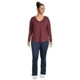 thumbnail image 4 of Terra & Sky Women's Plus Size V-Neck Tee with Long Sleeves, 3-Pack, 4 of 6
