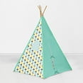 thumbnail image 6 of Bacati - Elephants Teepee Tent for Kids/Toddlers, 100% Cotton Breathable Percale Fabric Cover, Mint/Yellow/Grey, 6 of 11