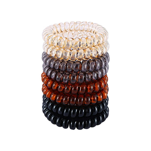 Spiral Hair Ties, 8 Pieces Traceless Hair Rings For Thick Hair, Multicolor Hair Coils, No Damage Coil Hair Bands, No Crease Phone Cord Hair Ties, Ponytail Holder Hair Elastics For Women and Girls