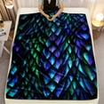 thumbnail image 2 of 60"x80" Cozy Fish Scale Fleece Blanket Super Soft Machine Washable All-Season Comfort Vibrant Iridescent Blue & Green Geometric Pattern Multi-Purpose Throw for Home Decor, 2 of 7