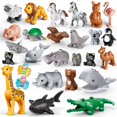 thumbnail image 2 of Bloques de construcción de grano grande compatibles con Pele, dibujos animados de animales, delfines, tiburones, flamencos, accesorios de montaje, juguete a granel, 2 of 6