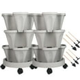 thumbnail image 2 of Space Saving 3-Tier Indoor Outdoor Vertical Stackable Plastic Herb and Flower Planters - Gray,2 Set, 2 of 11