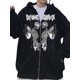 thumbnail image 2 of VISgogo - Sudadera informal para mujer, con estampado de letras y mariposas, de manga larga, con cremallera y capucha VISgogo moda, 2 of 9