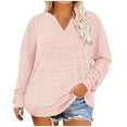 thumbnail image 2 of ylioge Plus Size Tops for Women XL-5X Long Sleeve Button V Neck Sweatshirts Womens Casual Solid Color Pullover Basic Going-Out Loungewear Shirts, 2 of 6