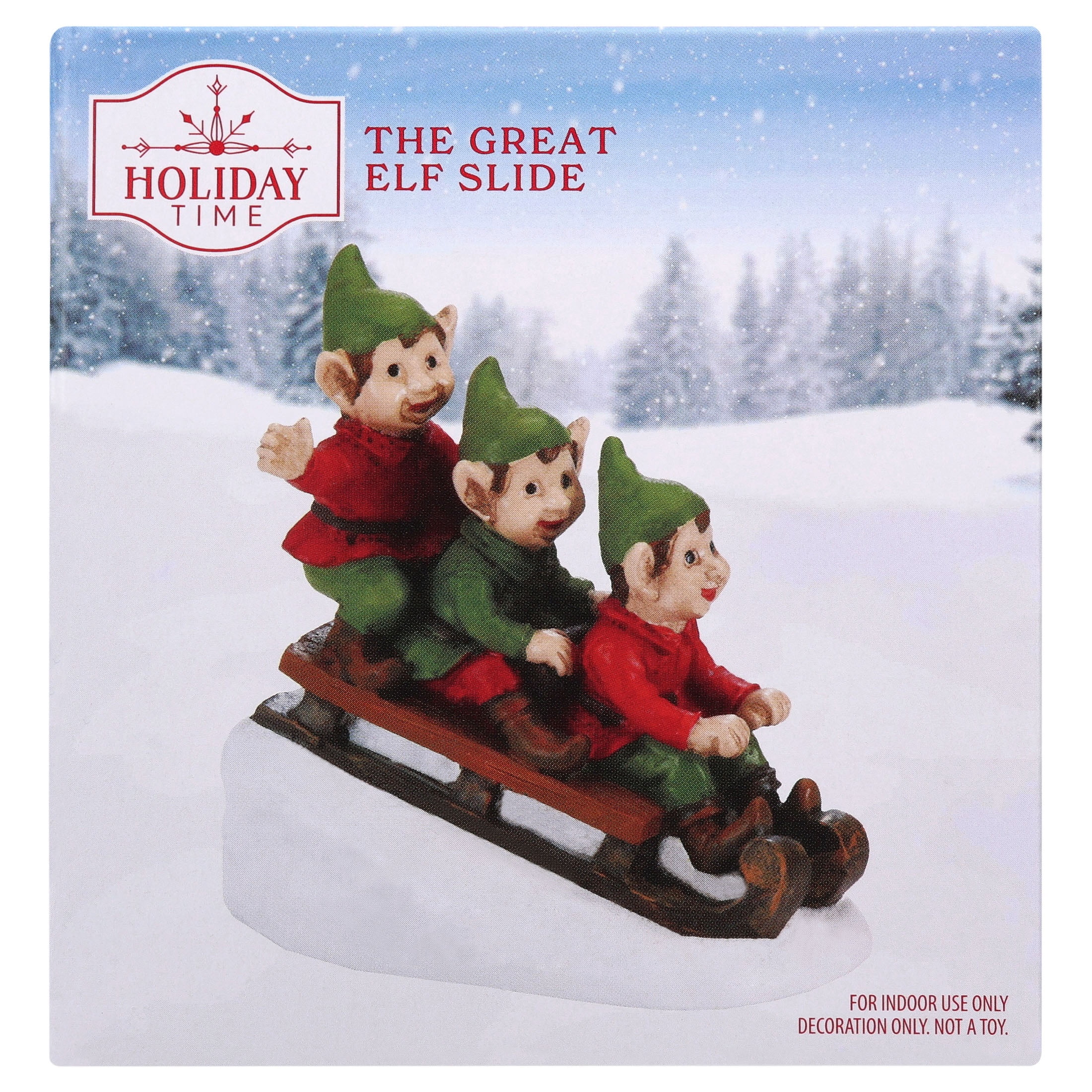 The Great Elf Slide Christmas Village Decorative Figurine, Multicolor, 3.8", by Holiday Time