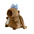 thumbnail image 5 of Segolike Plush Capybara Backpack, Cute 13.8 inch Capybara Stuffed Animal for Party, Birthday Gift Blue Bow, 5 of 8