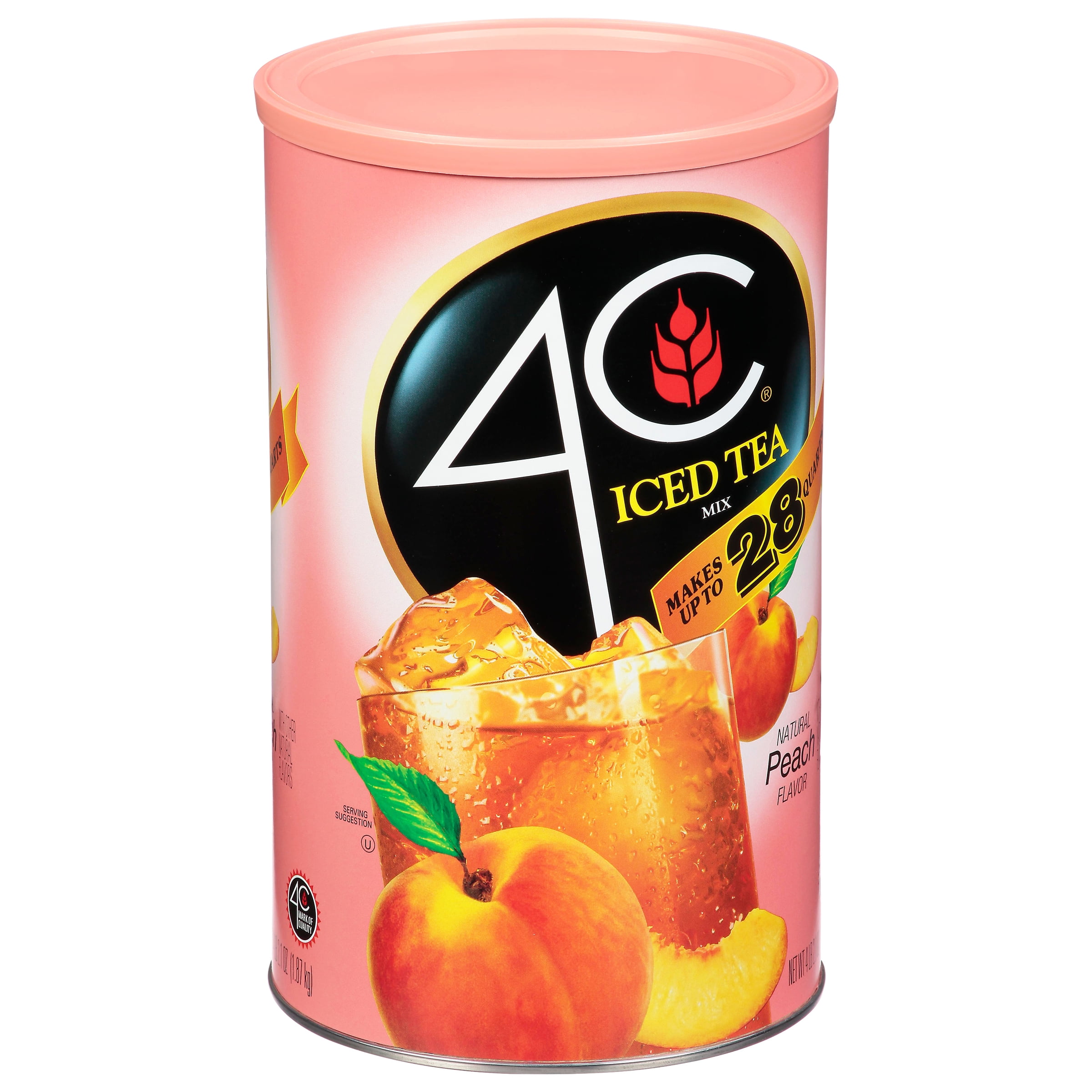 4C Instant Iced Tea Mix, Natural Peach Flavor with Water & Ice