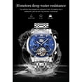 thumbnail image 6 of OLEVS Watch for Men Automatic Skeleton Tourbillon Mechanical Self Winding Business Luxury Dual Calendar Stainless Steel Luminous Waterproof Man Wrist Watches Blue Dial, 6 of 12