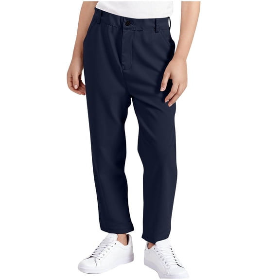 Odeerbi Pantalones de Traje de Cintura Alta de Niños Pantalones de Vestido de Uniforme Escolar de Color Sólido Con Bolsillos