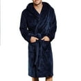 thumbnail image 2 of EQWLJWE Men's Winter Lengthened Coralline Plush Shawl Bathrobe Long Sleeved Robe Coat Robes Holiday Clearance, 2 of 4