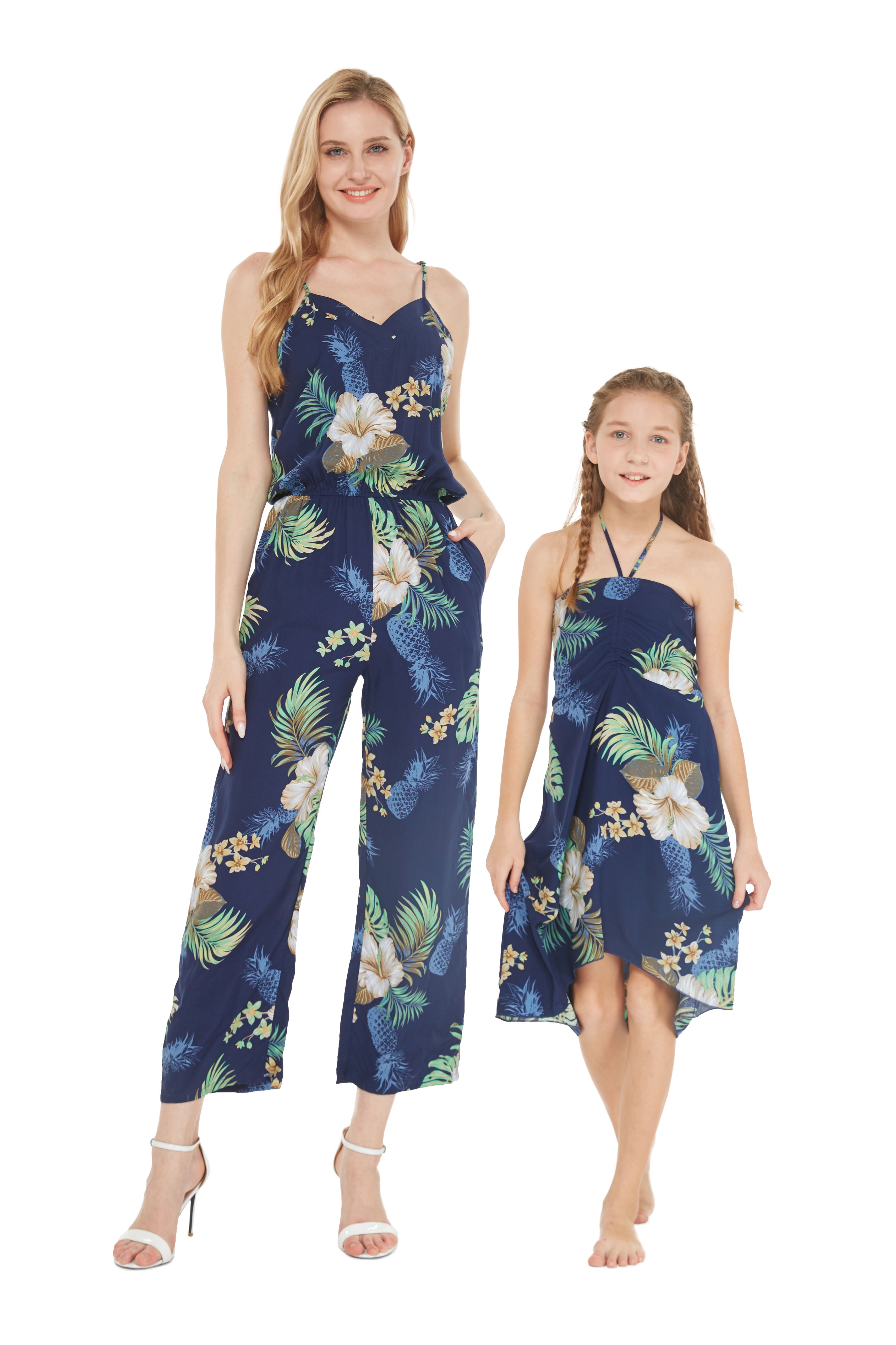Mother Daughter Matching Dress Outfit Hawaiian Cruise Luau Beach Black Rafelsia 
