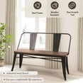 thumbnail image 5 of Erinnyees 42in Dining Bench, Entryway Bench with Back, Farmhouse Metal Dining Bench, Industrial Mid-Century 3 Person Rustic Spindle Bench, with Wood Seat, Removable Backrest, 5 of 7