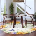thumbnail image 5 of Spring Floral Round Rug 6ft Washable Circle Kitchen Rugs Non Slip Hydrangea Sunflowers Butterflies Watercolor Large Area Rug Indoor Floor Carpet for Bedroom Living Room Home Office Dining Room, 5 of 7