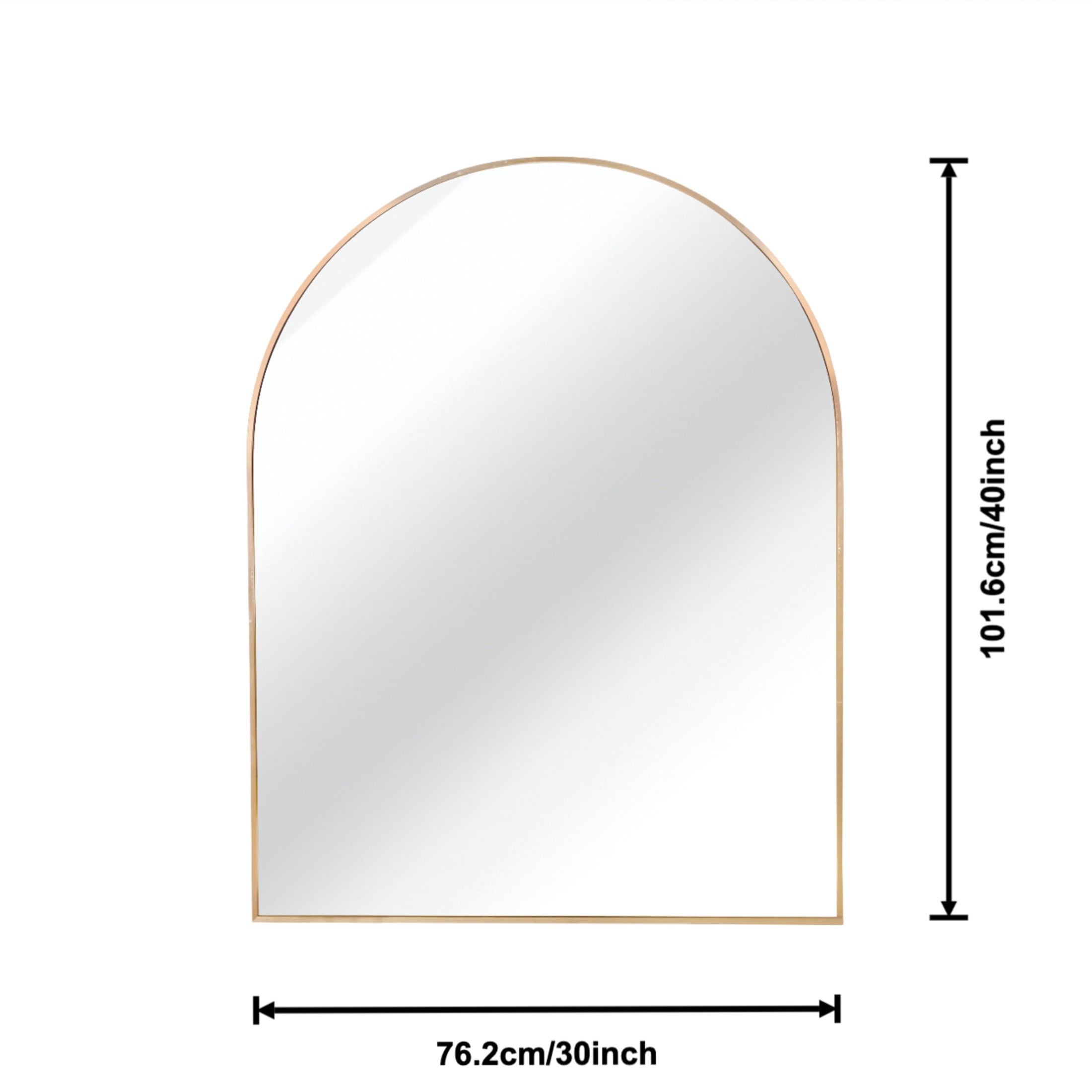Noble House 30"x40" Arched Metal Wall Mirror, Vanity Mirror for Bathroom, Bedroom & Living Room, Gold