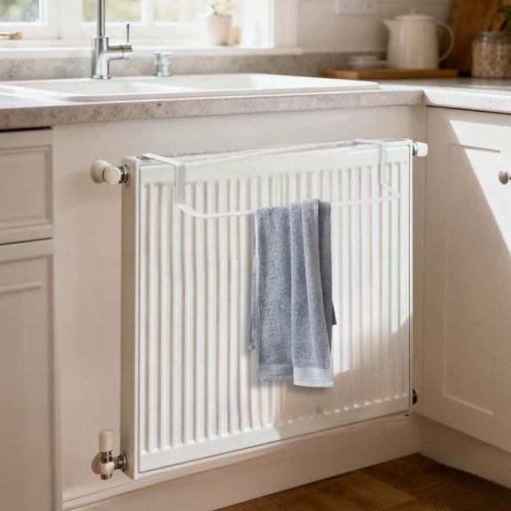 Radiator Towel Rail Over The Door Holder, Space Saving Drying Rack for Towels, Clothes, Socks-No Drill Mounting,Metal Towel Bar for Bathroom,Laundry Room,Kitchen Cabinet Doors,Efficient Organizer