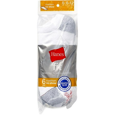 Hanes - Men's Fit No-Show Socks, 6 Pairs