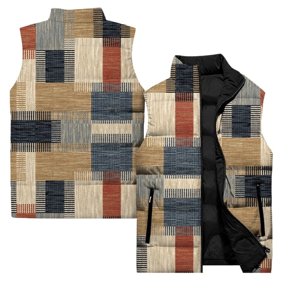 Ladies' Casual Fashion Sleeveless Floral Printed Cotton Vest Jacket, Beige, Size L